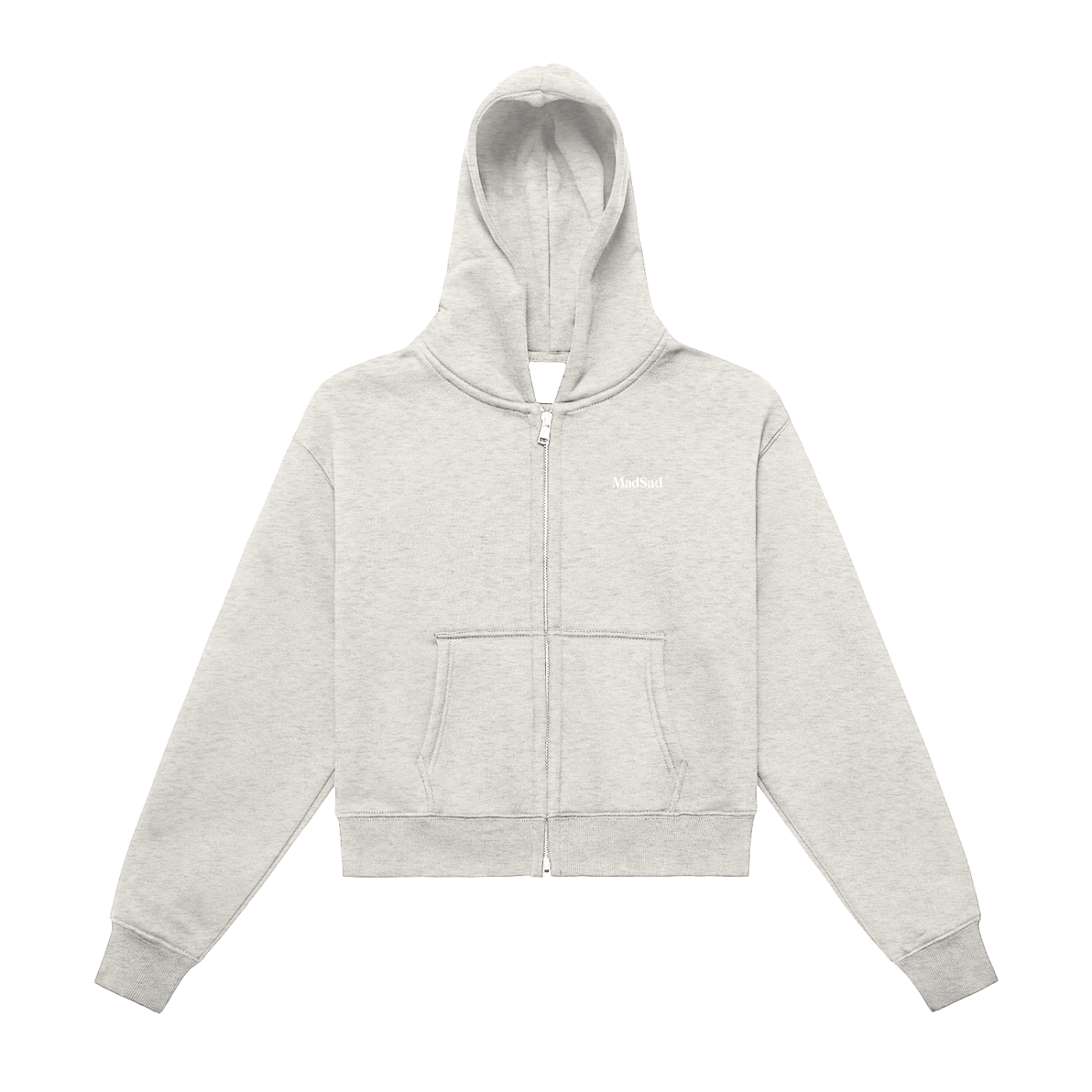 MadSad - Fleeced Zip-Up Cropped Hoodie