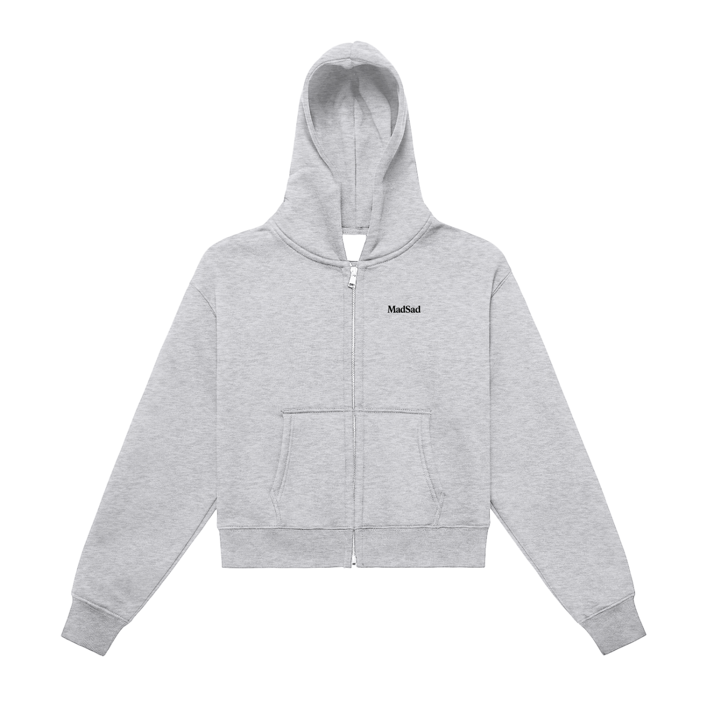 MadSad - Fleeced Zip-Up Cropped Hoodie