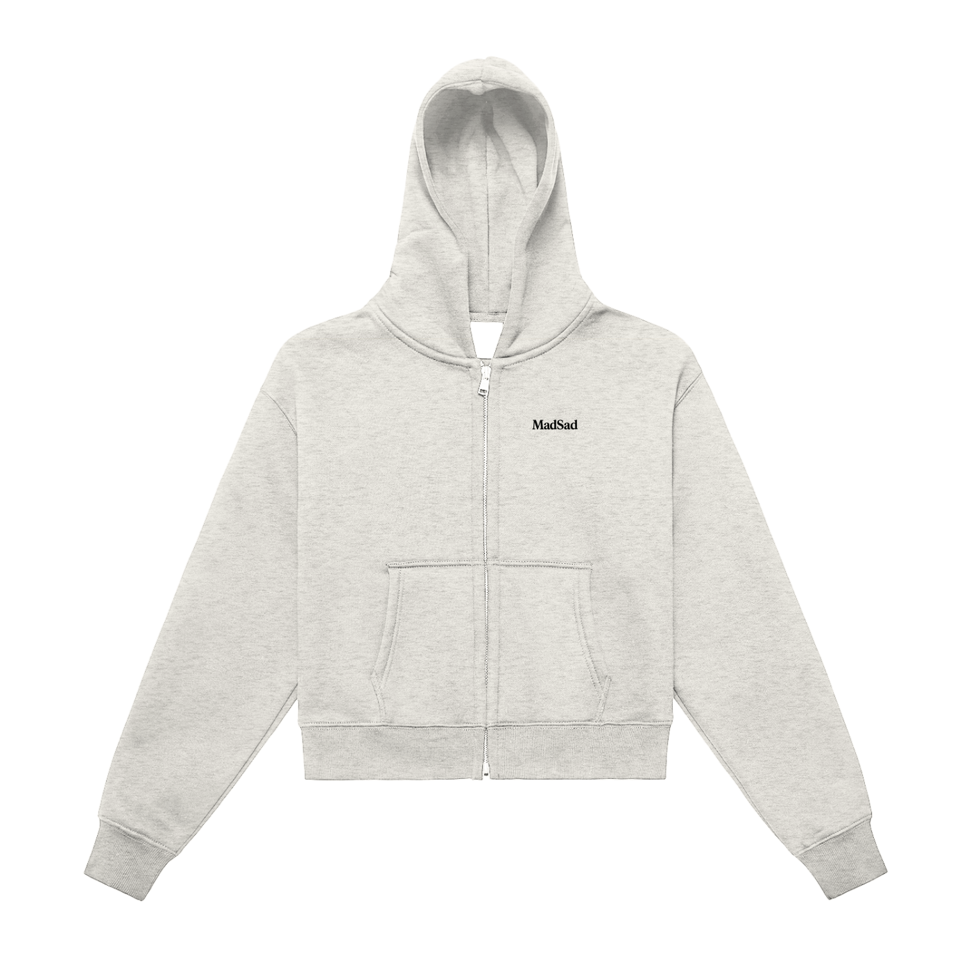 MadSad - Fleeced Zip-Up Cropped Hoodie
