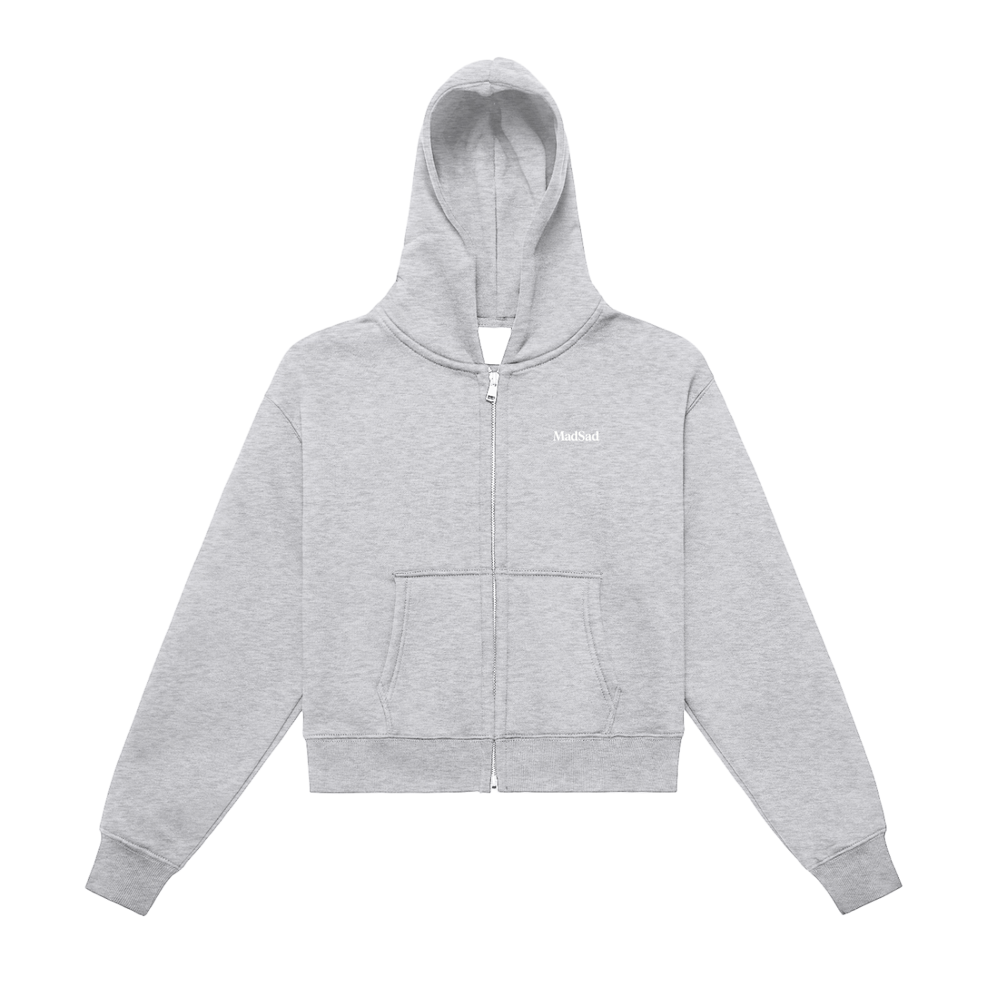 MadSad - Fleeced Zip-Up Cropped Hoodie
