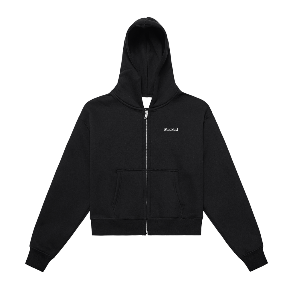 MadSad - Fleeced Zip-Up Cropped Hoodie