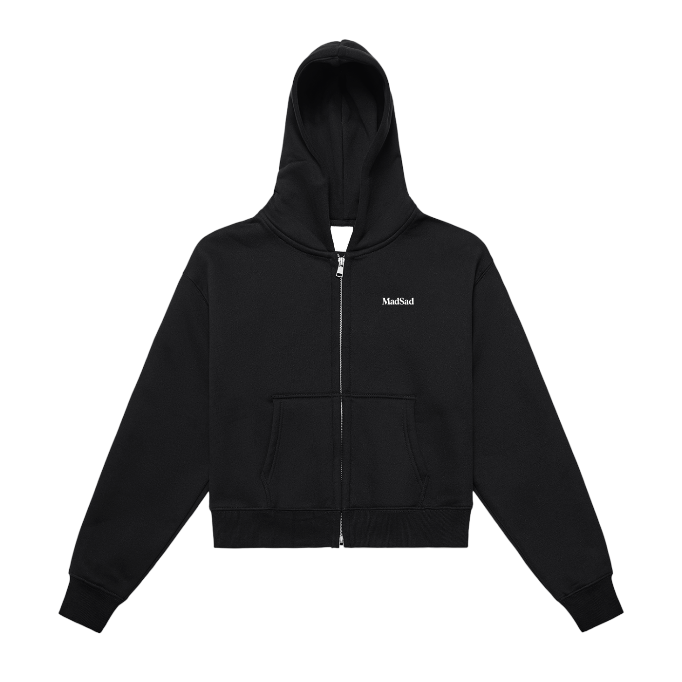 MadSad - Fleeced Zip-Up Cropped Hoodie