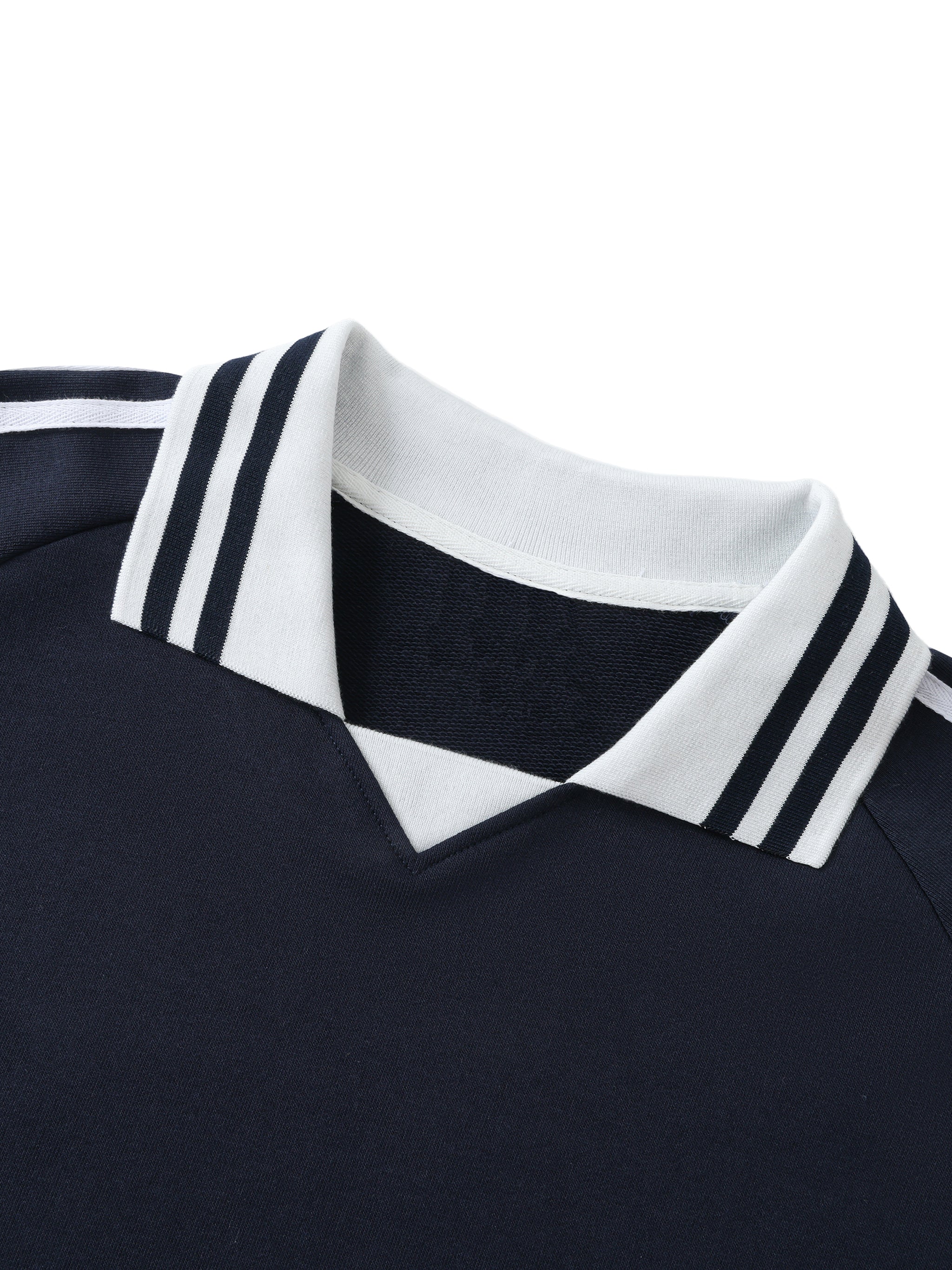 MadSad - Striped Lapel Collar Sweatshirt